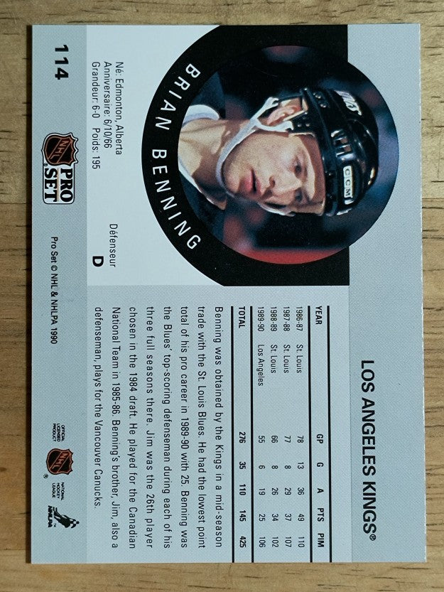 1990-91 Pro Set #114 Brian Benning