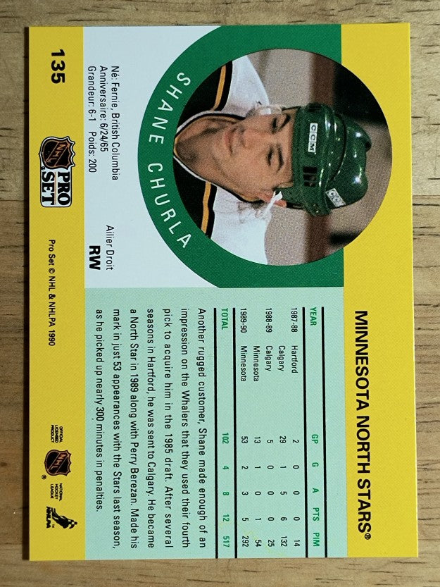 1990-91 Pro Set #135 Shane Churla RC