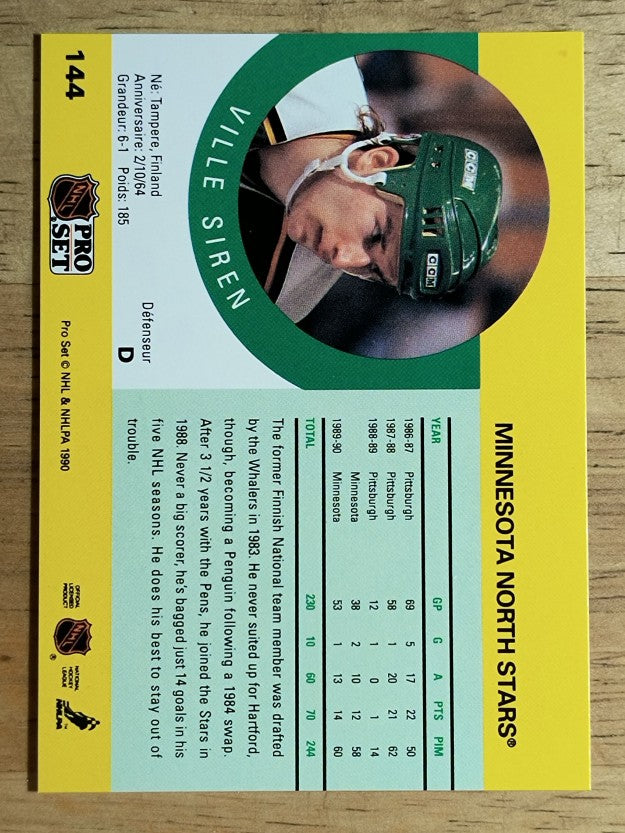 1990-91 Pro Set #144 Ville Siren RC