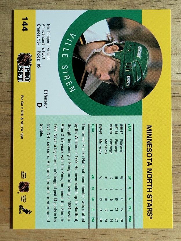 1990-91 Pro Set #144 Ville Siren RC