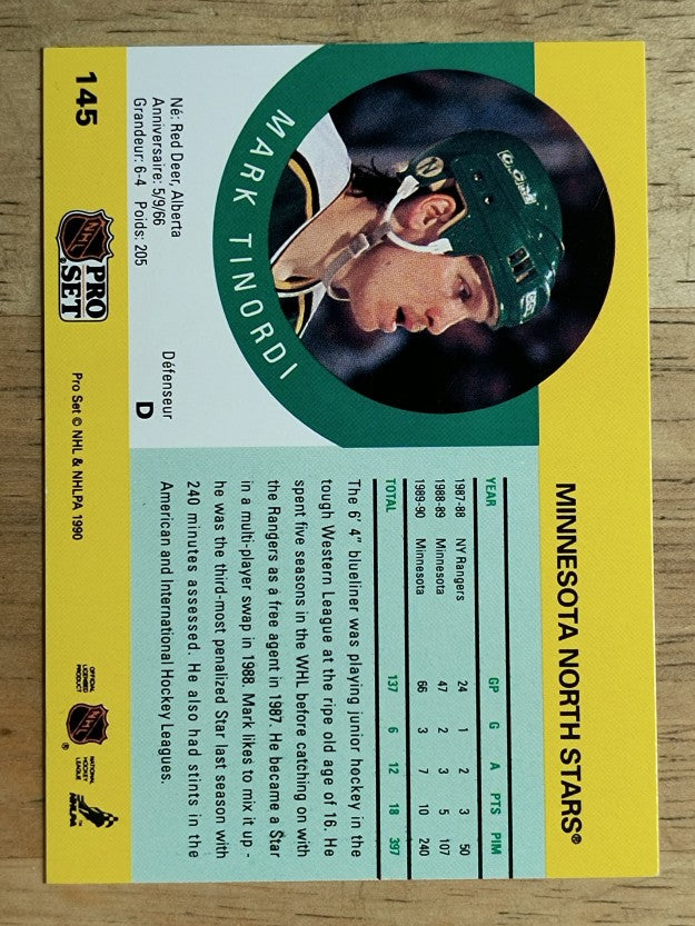 1990-91 Pro Set #145 Mark Tinordi RC