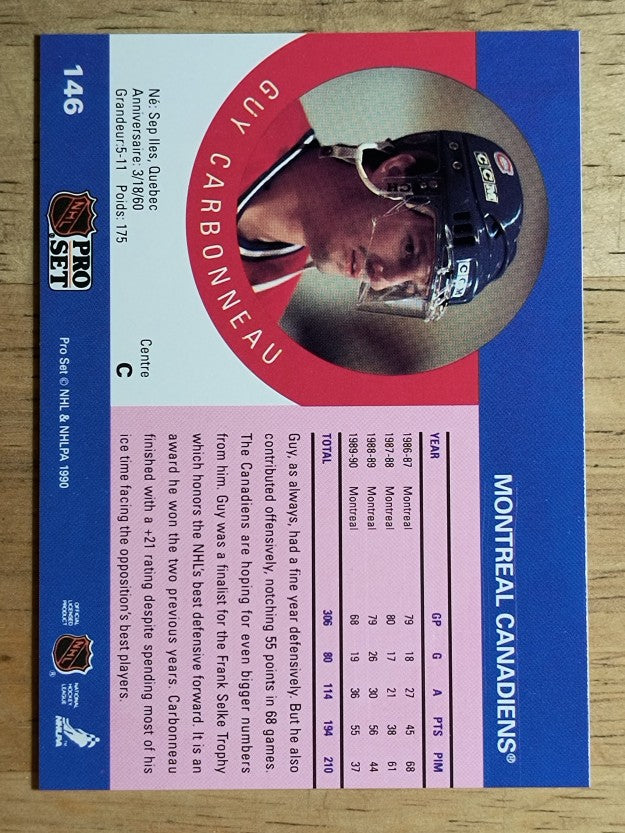 1990-91 Pro Set #146 Guy Carbonneau