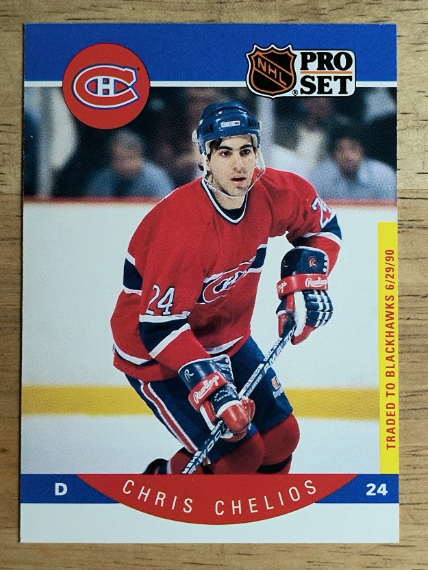 1990-91 Pro Set #147B Chris Chelios COR/Traded logo