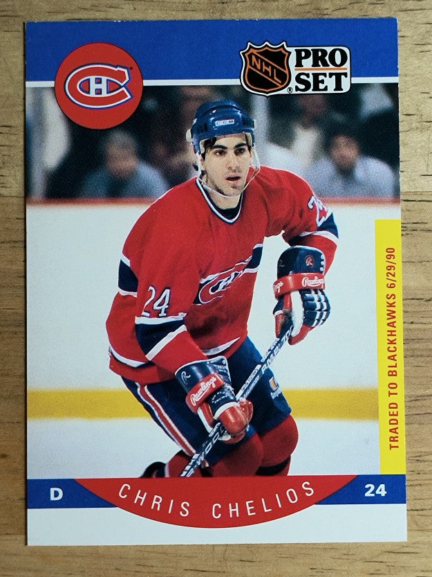 1990-91 Pro Set #147B Chris Chelios COR/Traded logo