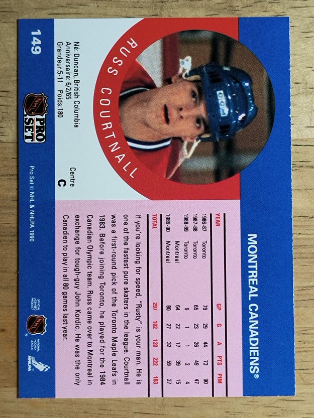 1990-91 Pro Set #149 Russ Courtnall