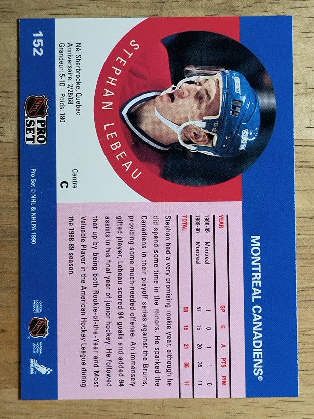 1990-91 Pro Set #152 Stephan Lebeau RC