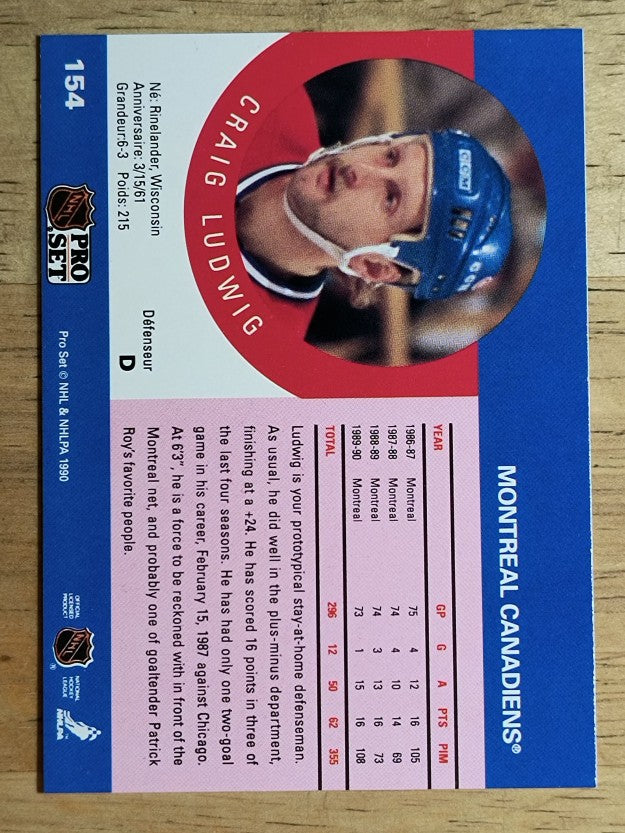 1990-91 Pro Set #154 Craig Ludwig
