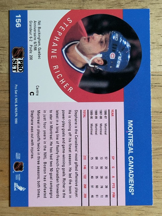 1990-91 Pro Set #156 Stephane Richer