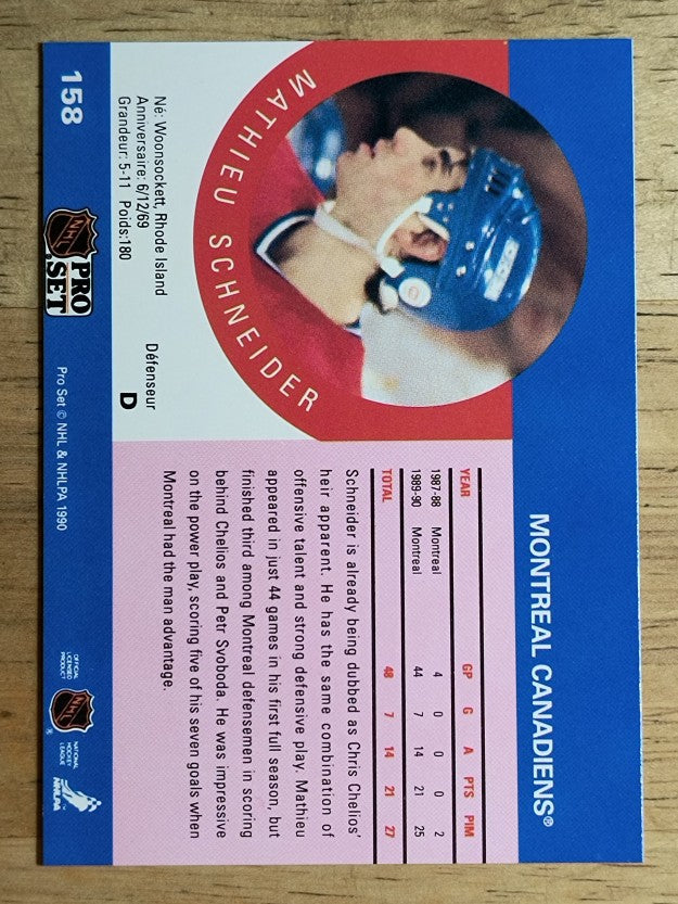 1990-91 Pro Set #158 Mathieu Schneider RC