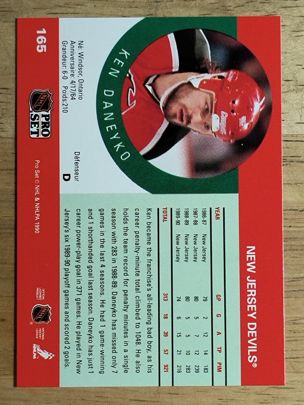 1990-91 Pro Set #165 Ken Daneyko