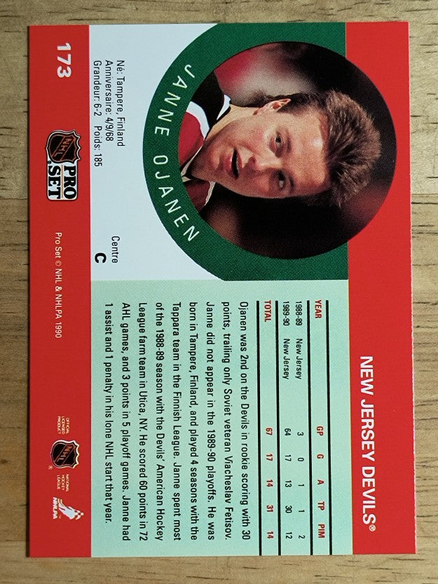 1990-91 Pro Set #173 Janne Ojanen RC