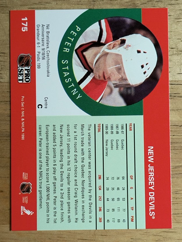 1990-91 Pro Set #175A Peter Stastny ERR/Front photo Patrik Sundstrom
