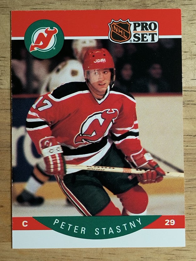 1990-91 Pro Set #175A Peter Stastny ERR/Front photo Patrik Sundstrom
