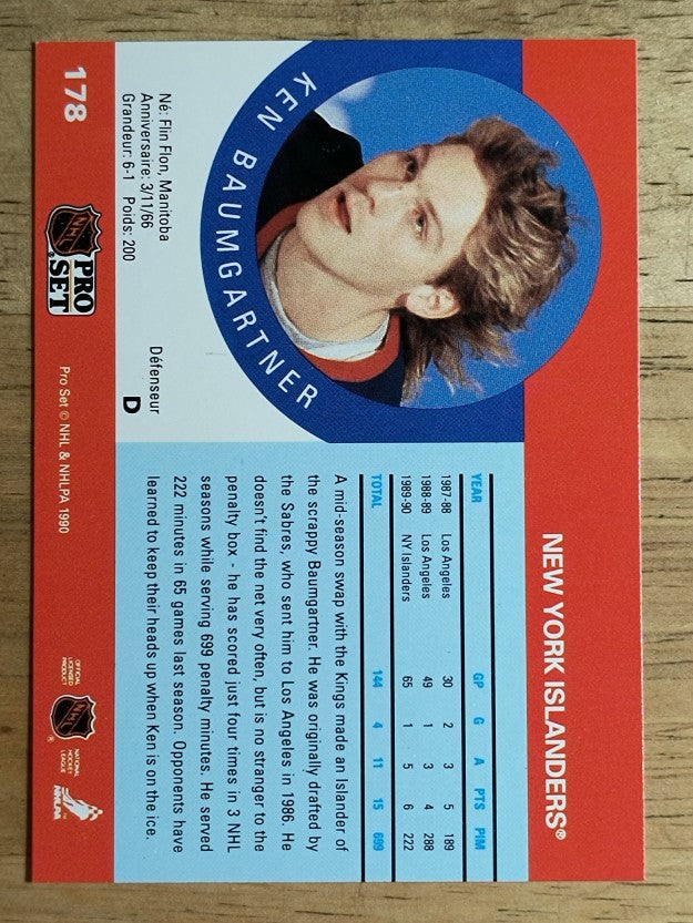 1990-91 Pro Set #178 Ken Baumgartner RC