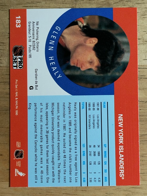 1990-91 Pro Set #183 Glenn Healy RC