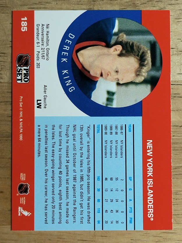 1990-91 Pro Set #185 Derek King
