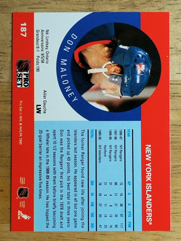 1990-91 Pro Set #187 Don Maloney