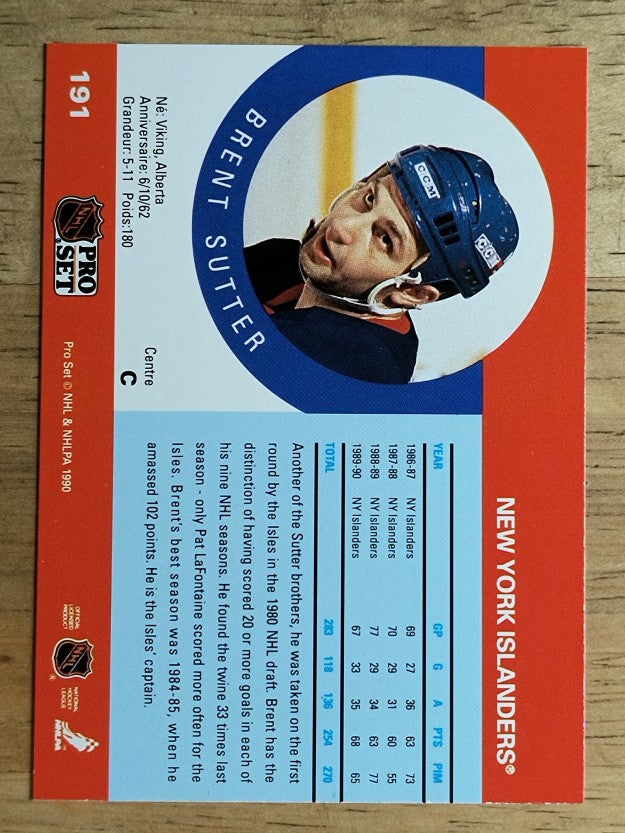 1990-91 Pro Set #191 Brent Sutter