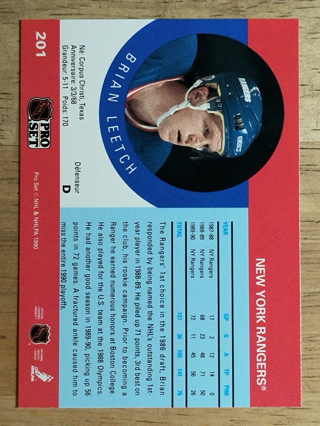 1990-91 Pro Set #201 Brian Leetch