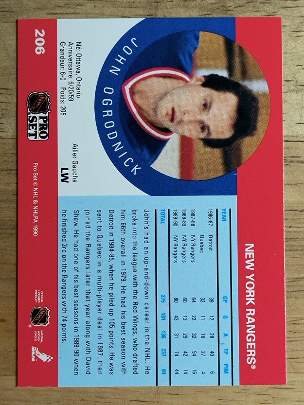 1990-91 Pro Set #206 John Ogrodnick
