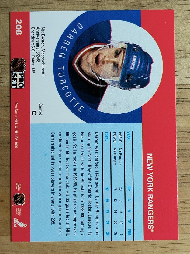 1990-91 Pro Set #208 Darren Turcotte RC