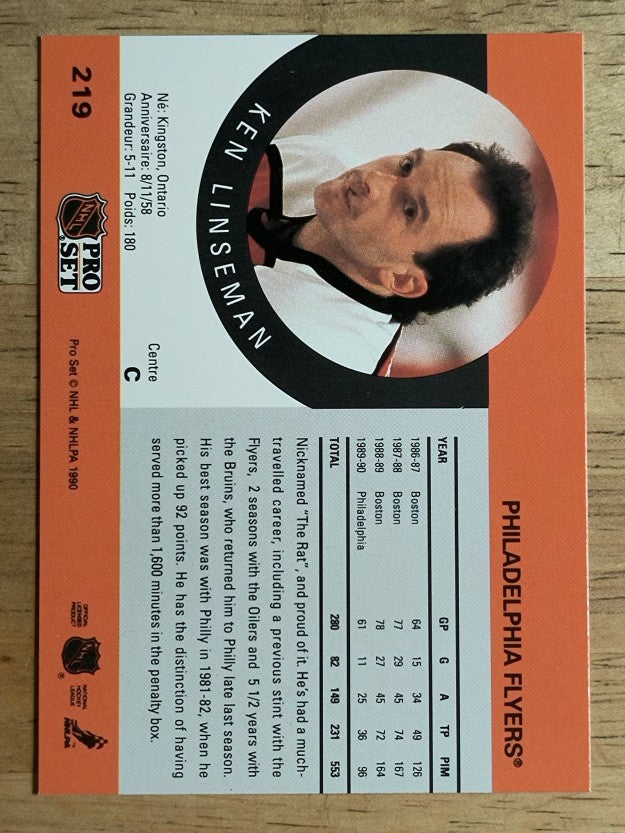 1990-91 Pro Set #219 Ken Linseman