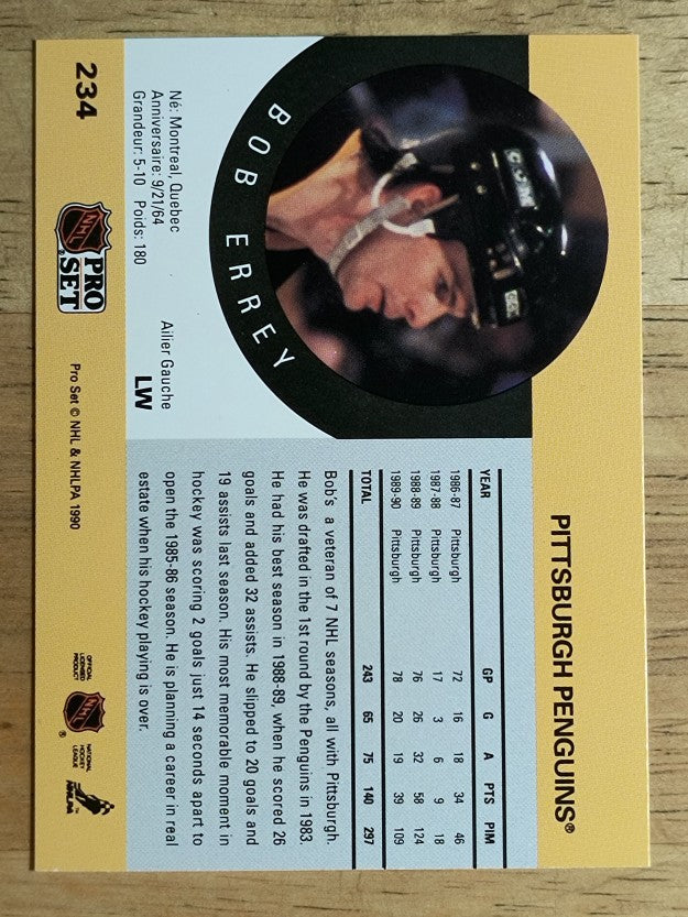 1990-91 Pro Set #234 Bob Errey