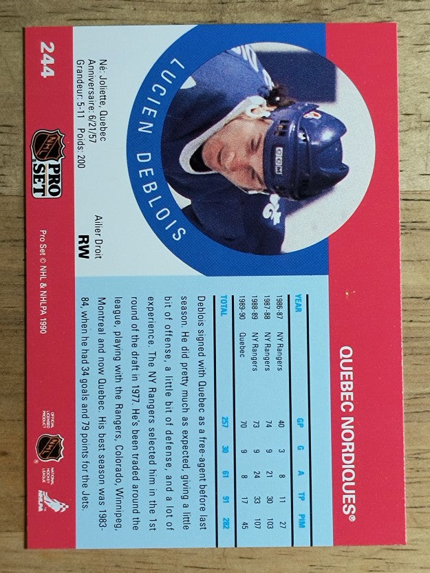 1990-91 Pro Set #244 Lucien DeBlois