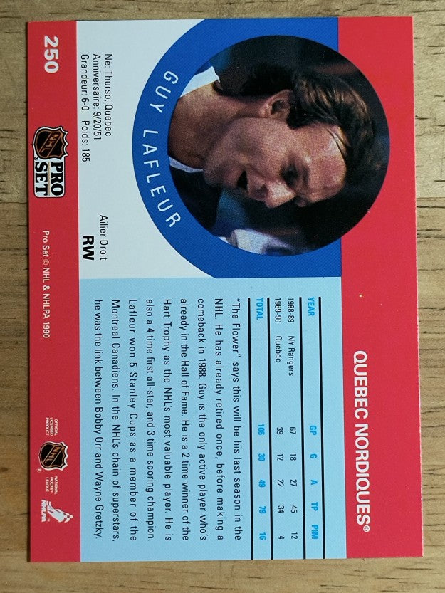 1990-91 Pro Set #250 Guy Lafleur