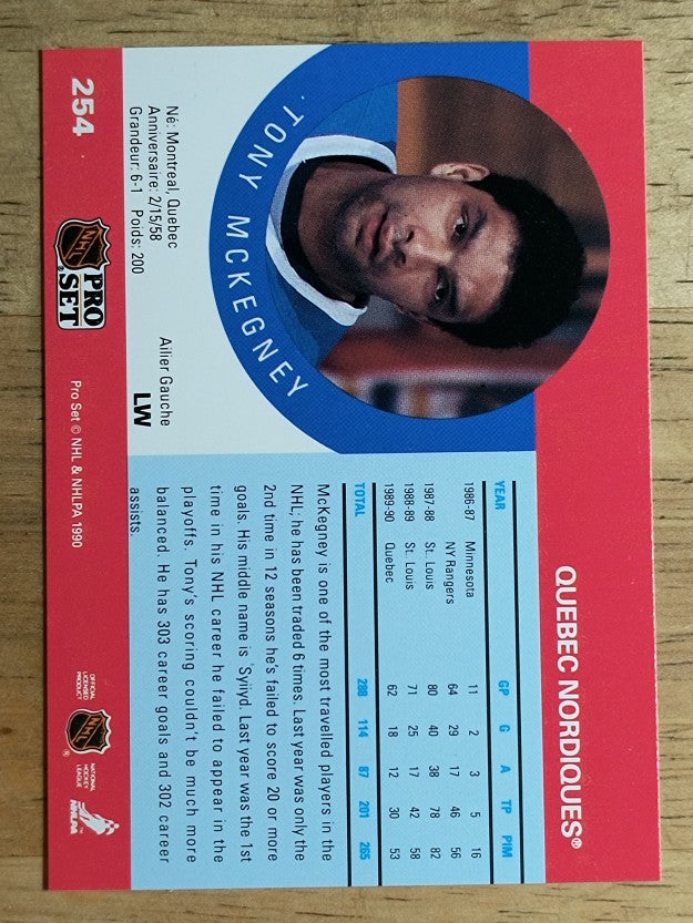 1990-91 Pro Set #254 Tony McKegney