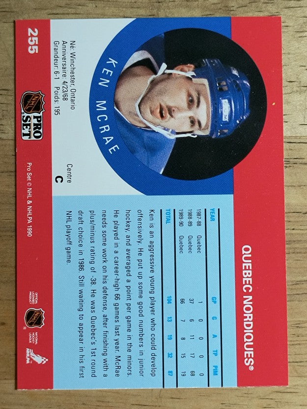 1990-91 Pro Set #255 Ken McRae RC