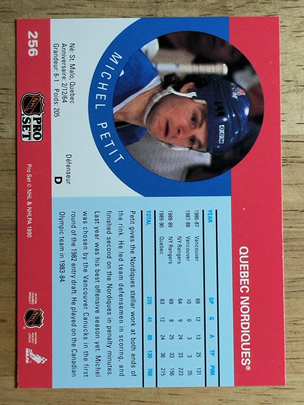 1990-91 Pro Set #256B Michel Petit COR/24 listed on front