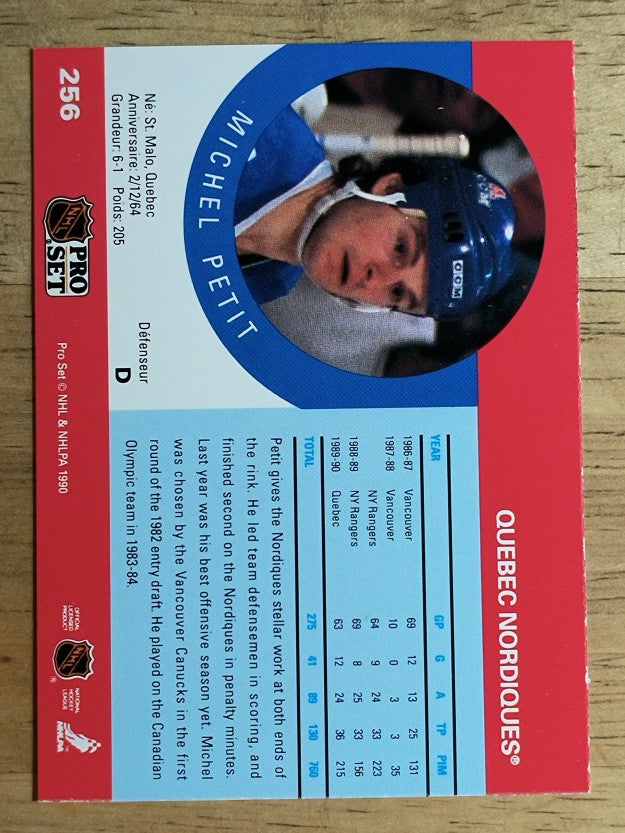 1990-91 Pro Set #256B Michel Petit COR/24 listed on front