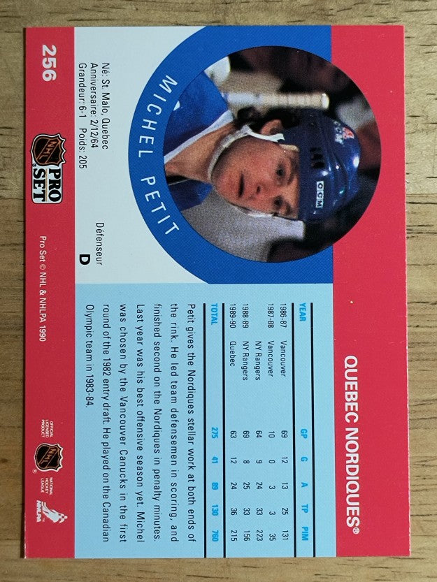1990-91 Pro Set #256B Michel Petit COR/24 listed on front