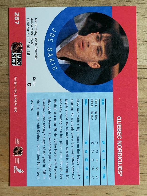1990-91 Pro Set #257 Joe Sakic