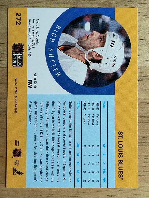 1990-91 Pro Set #272 Rich Sutter