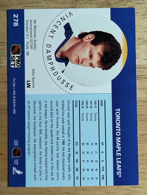 1990-91 Pro Set #278 Vincent Damphousse