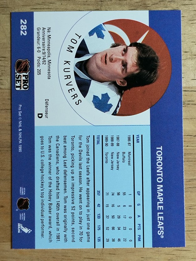 1990-91 Pro Set #282 Tom Kurvers