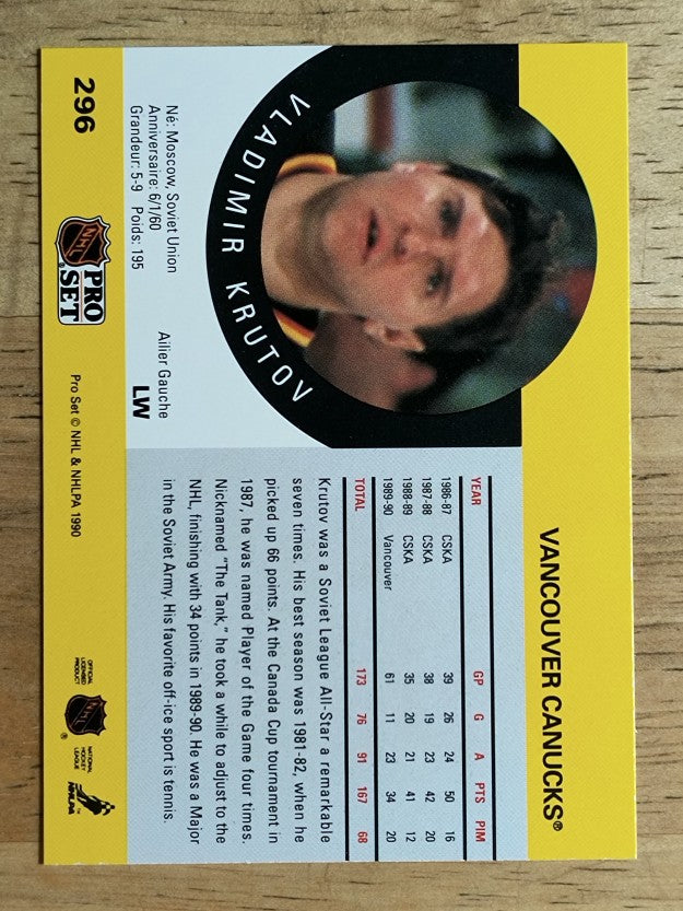 1990-91 Pro Set #296 Vladimir Krutov RC