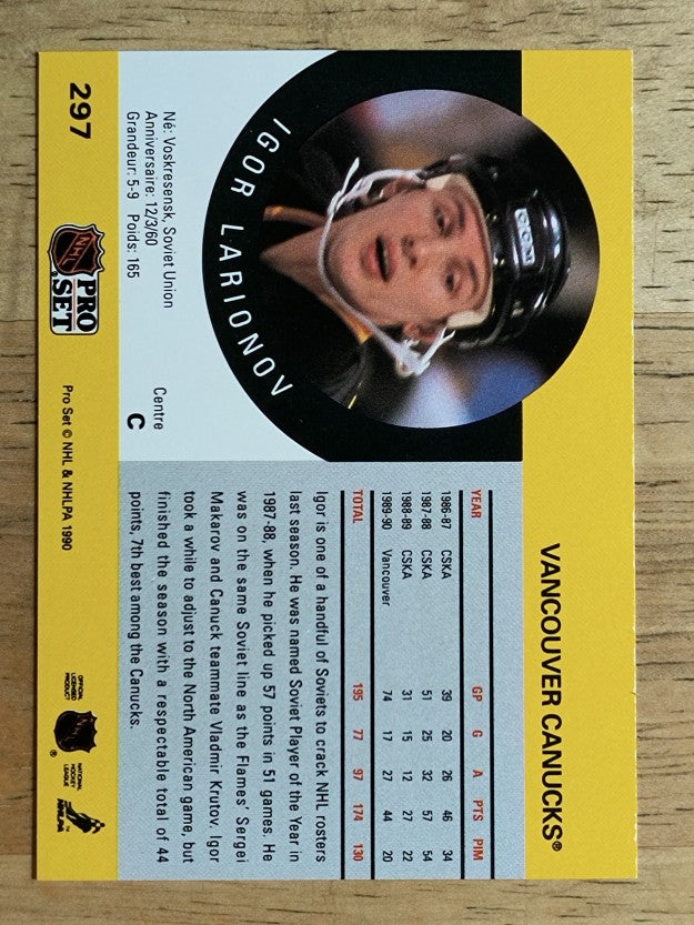 1990-91 Pro Set #297 Igor Larionov RC