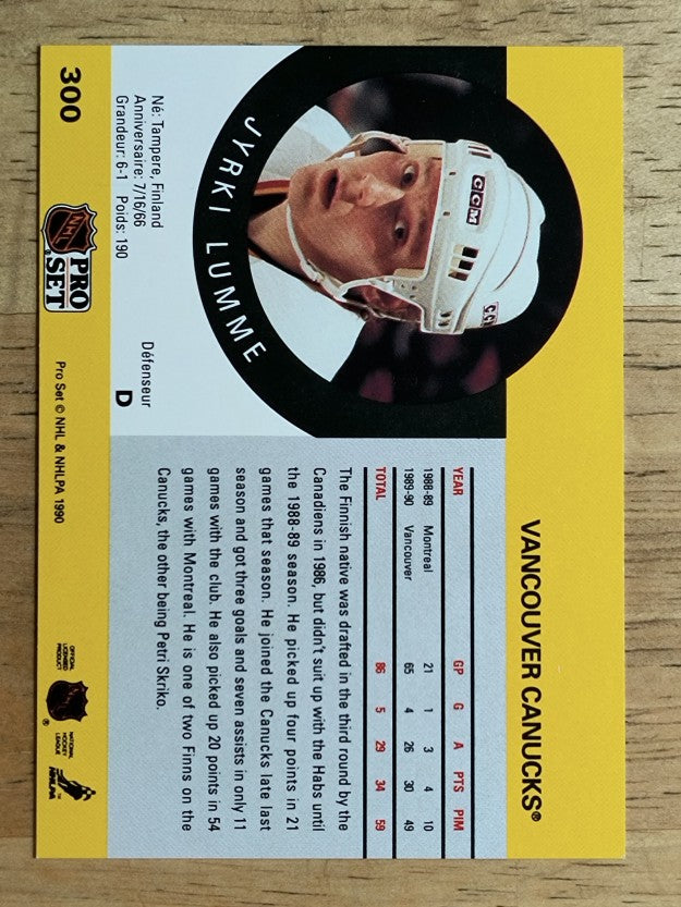 1990-91 Pro Set #300 Jyrki Lumme RC