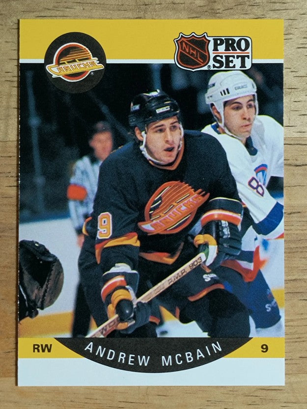 1990-91 Pro Set #301A Andrew McBain ERR/Back photo Jim Sandlak