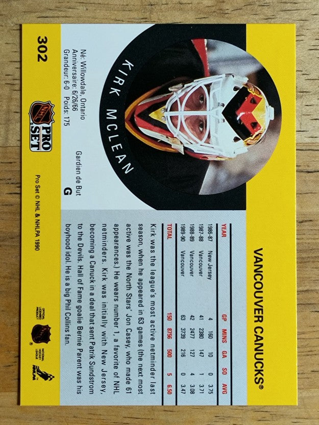 1990-91 Pro Set #302 Kirk McLean