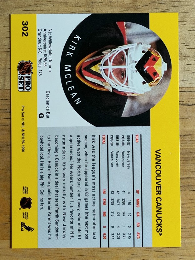 1990-91 Pro Set #302 Kirk McLean