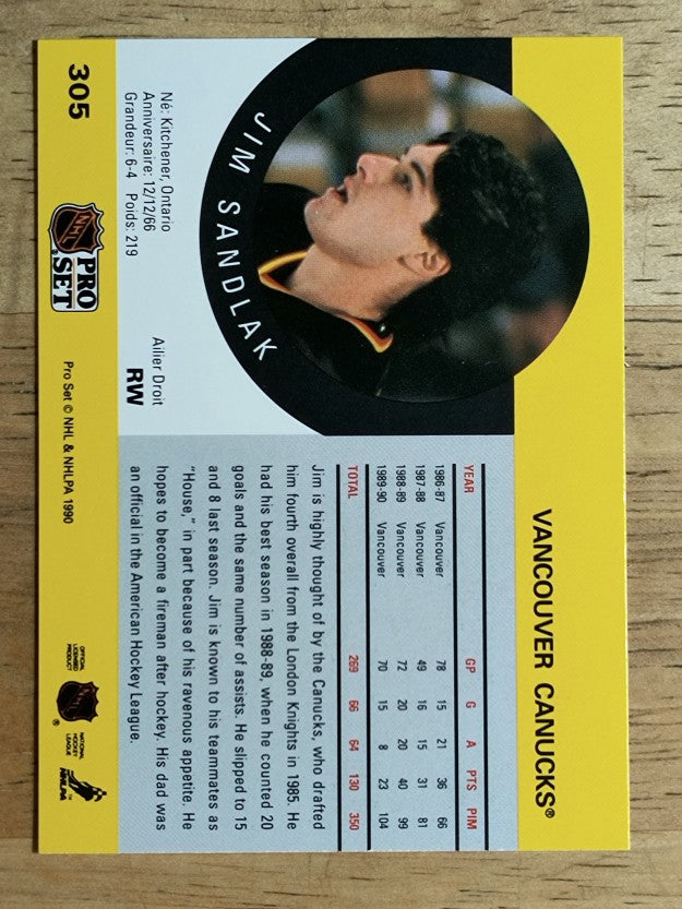 1990-91 Pro Set #305 Jim Sandlak