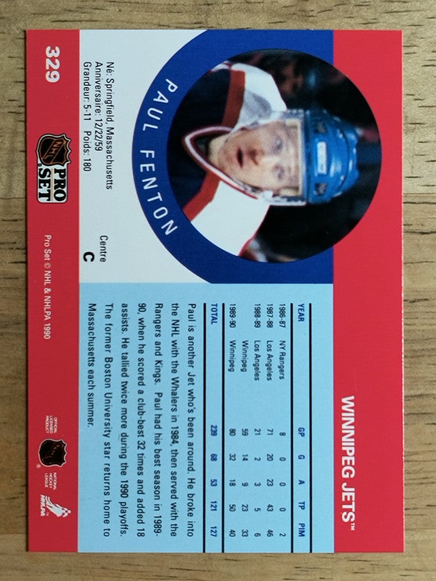 1990-91 Pro Set #329 Paul Fenton