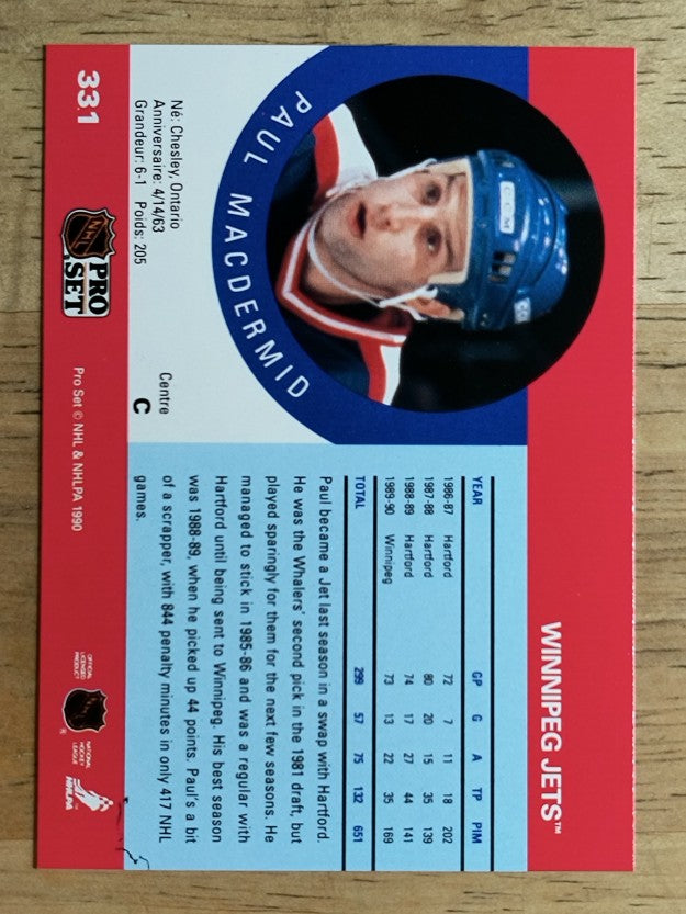 1990-91 Pro Set #331 Paul MacDermid