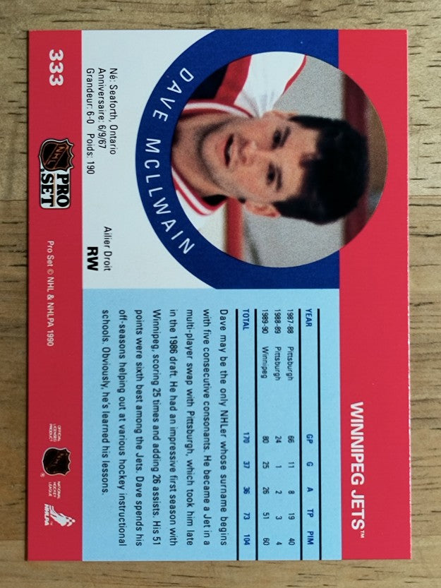 1990-91 Pro Set #333 Dave McLlwain