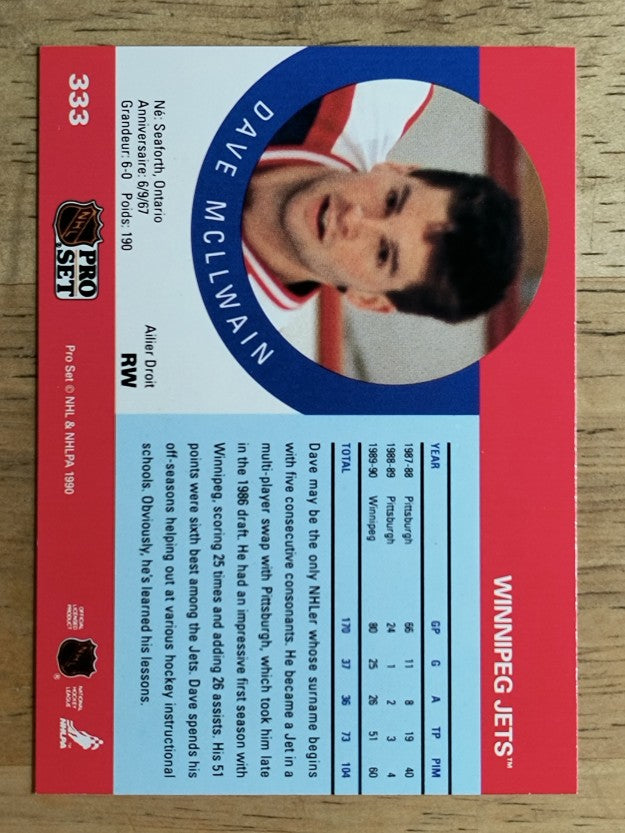 1990-91 Pro Set #333 Dave McLlwain