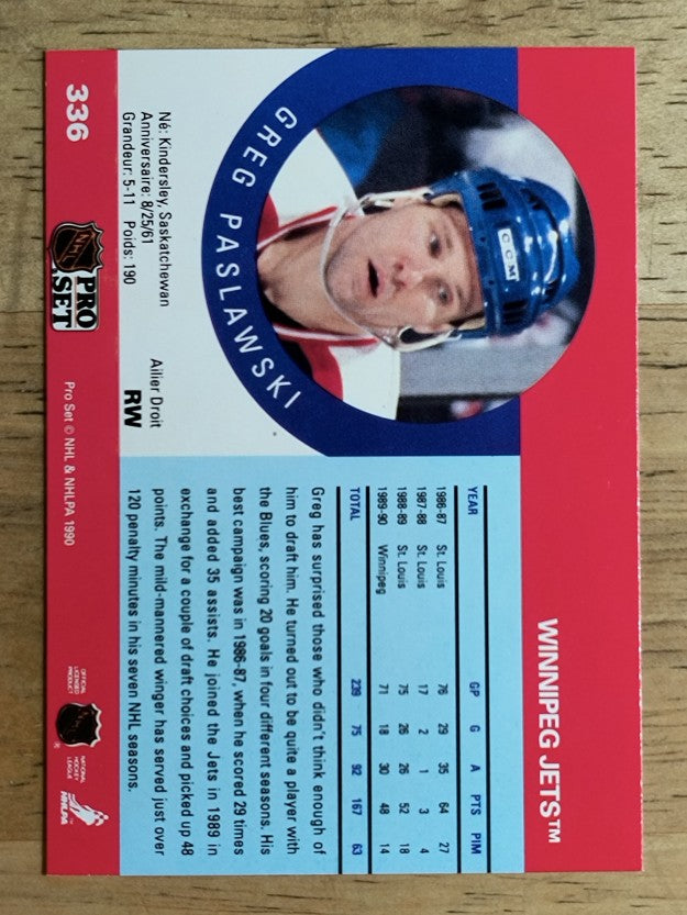 1990-91 Pro Set #336 Greg Paslawski